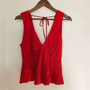 Abercrombie & Fitch Vibrant Red Linen Top M